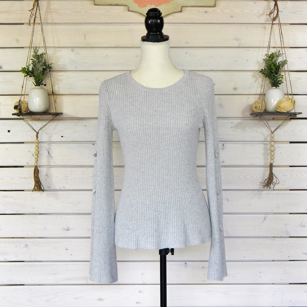 Lauren Conrad LC Gray Pullover L/S Bell Sleeve Sweater Top Size Small